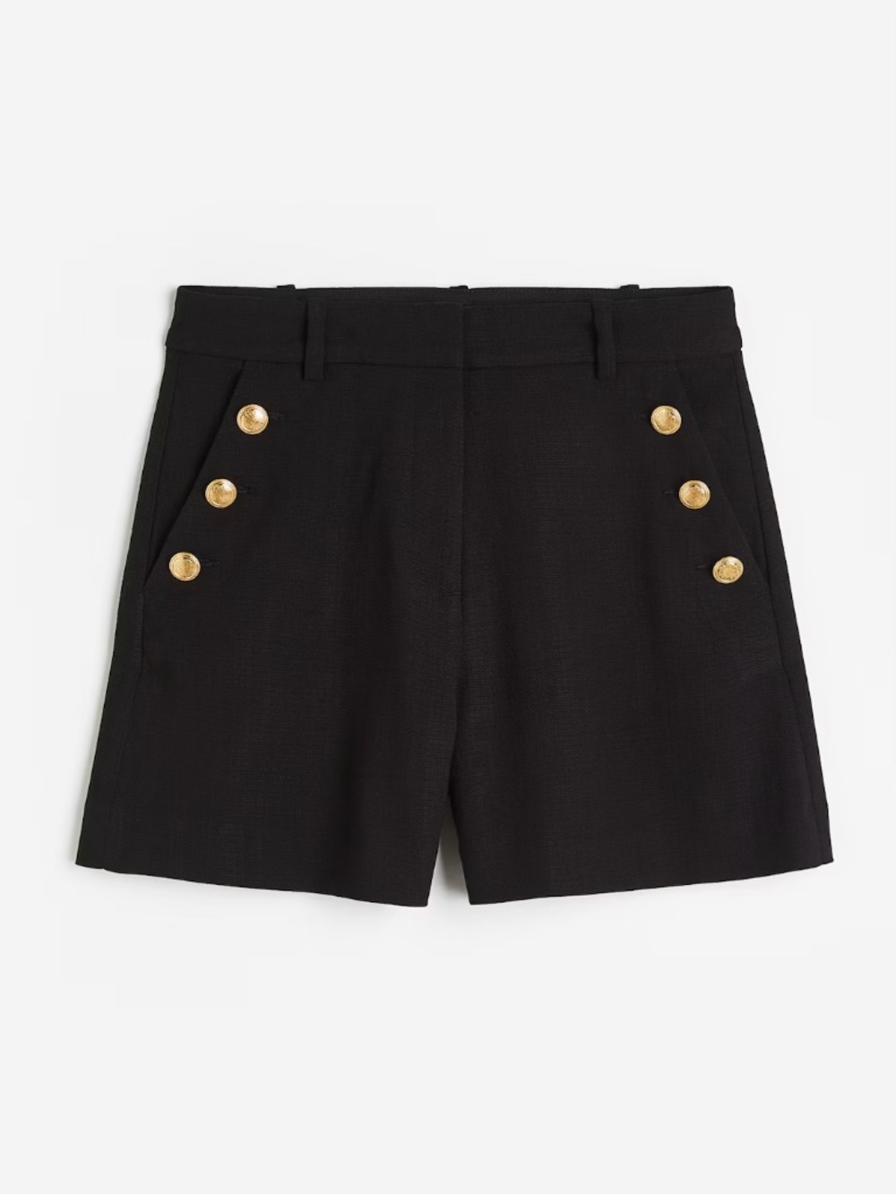 H&M Black Shorts with Gold Tone Button Detailing Size 16 BNWT